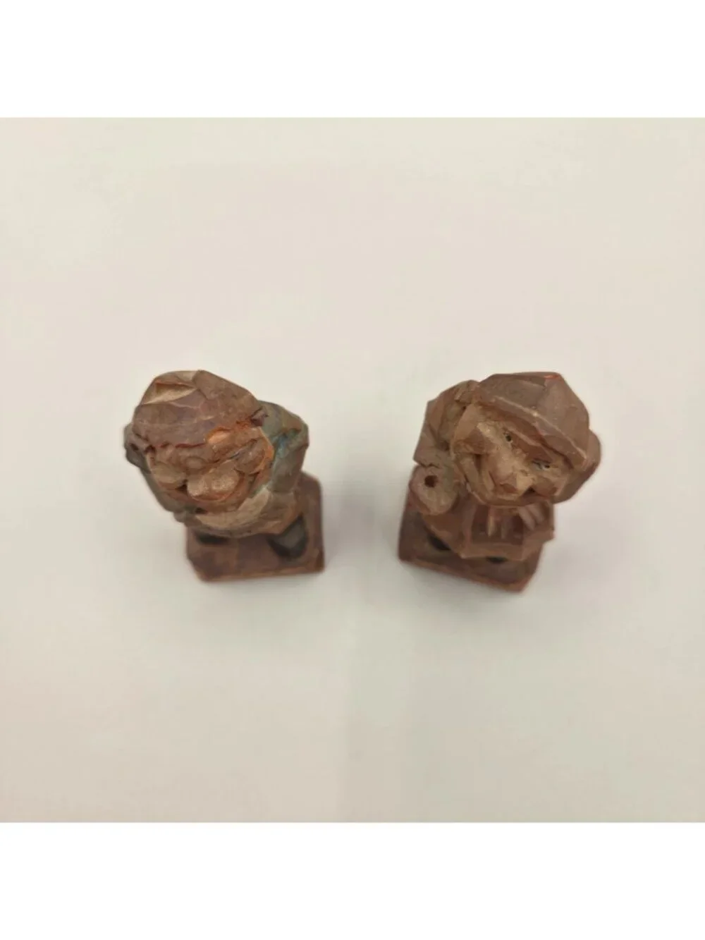 Vintage European Hand-Carved Wooden Figurines Old Couple Tyrolean Folk Art